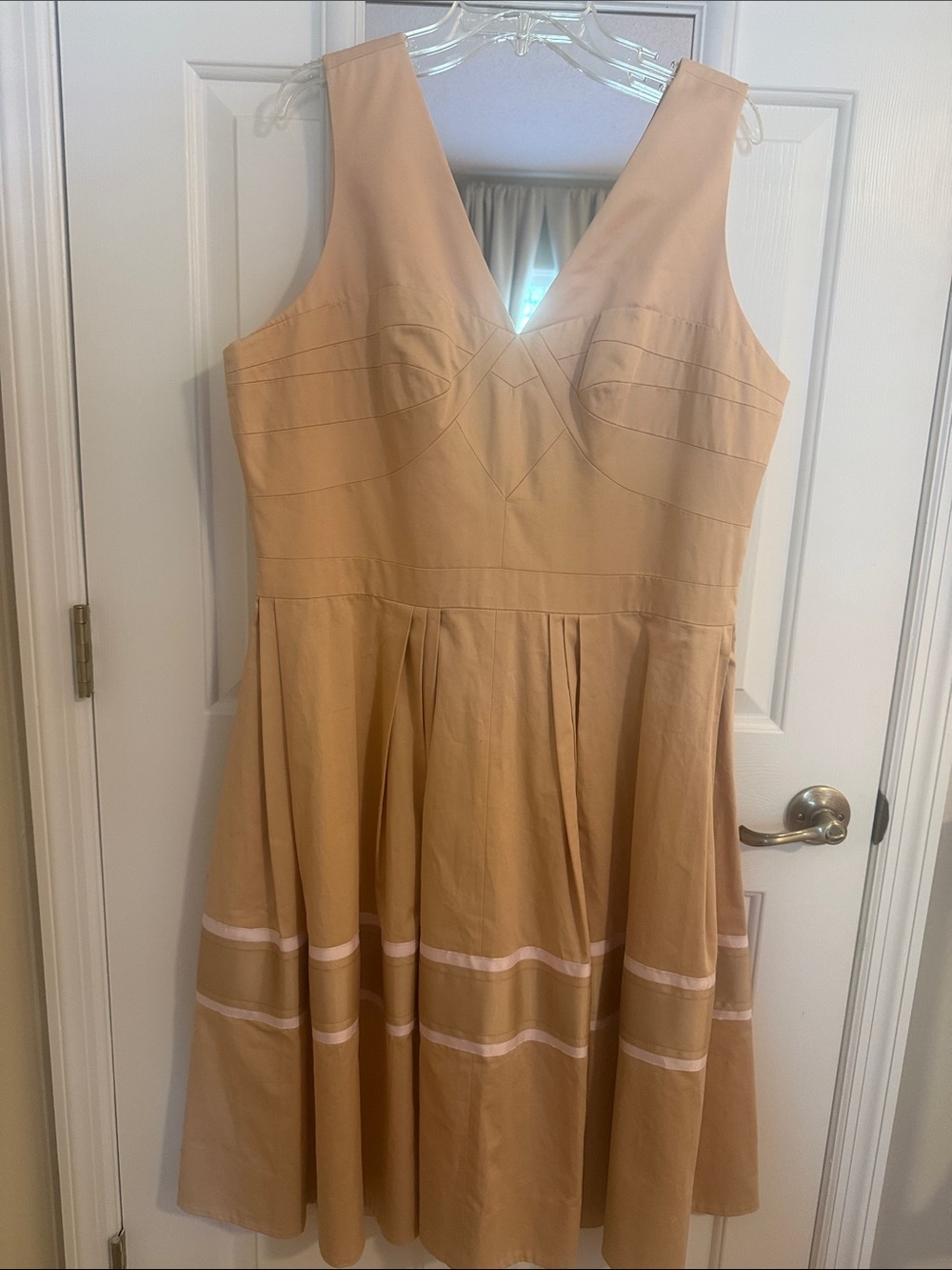 J Peterman Cotton Sateen Fit and Flare Sleeveless Dress Preppy Classic 1950s